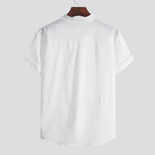 Herren Kurzarmhemd mit innovativem Henley-Ausschnitt und atmungsaktiver Struktur R&B