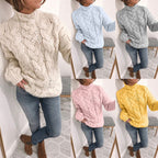 Damen Grobstrickpullover mit Kunststrickmuster und hohem Kragen