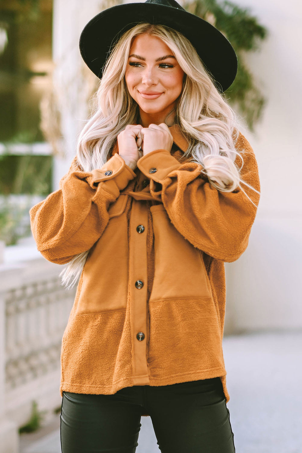 R&B | Weiche Teddyjacke mit Großen Taschen Polyester Warm und Modern