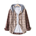 Herren Flanellhemdjacke mit integrierter Kapuze und modernem Karomuster