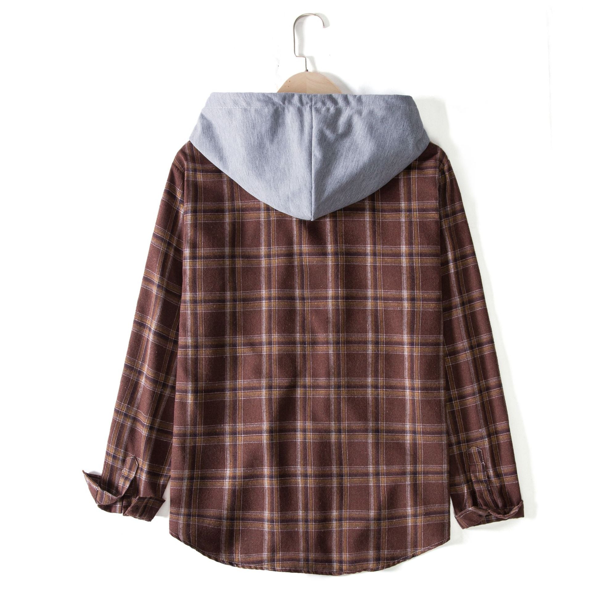Herren Flanellhemdjacke mit integrierter Kapuze und modernem Karomuster
