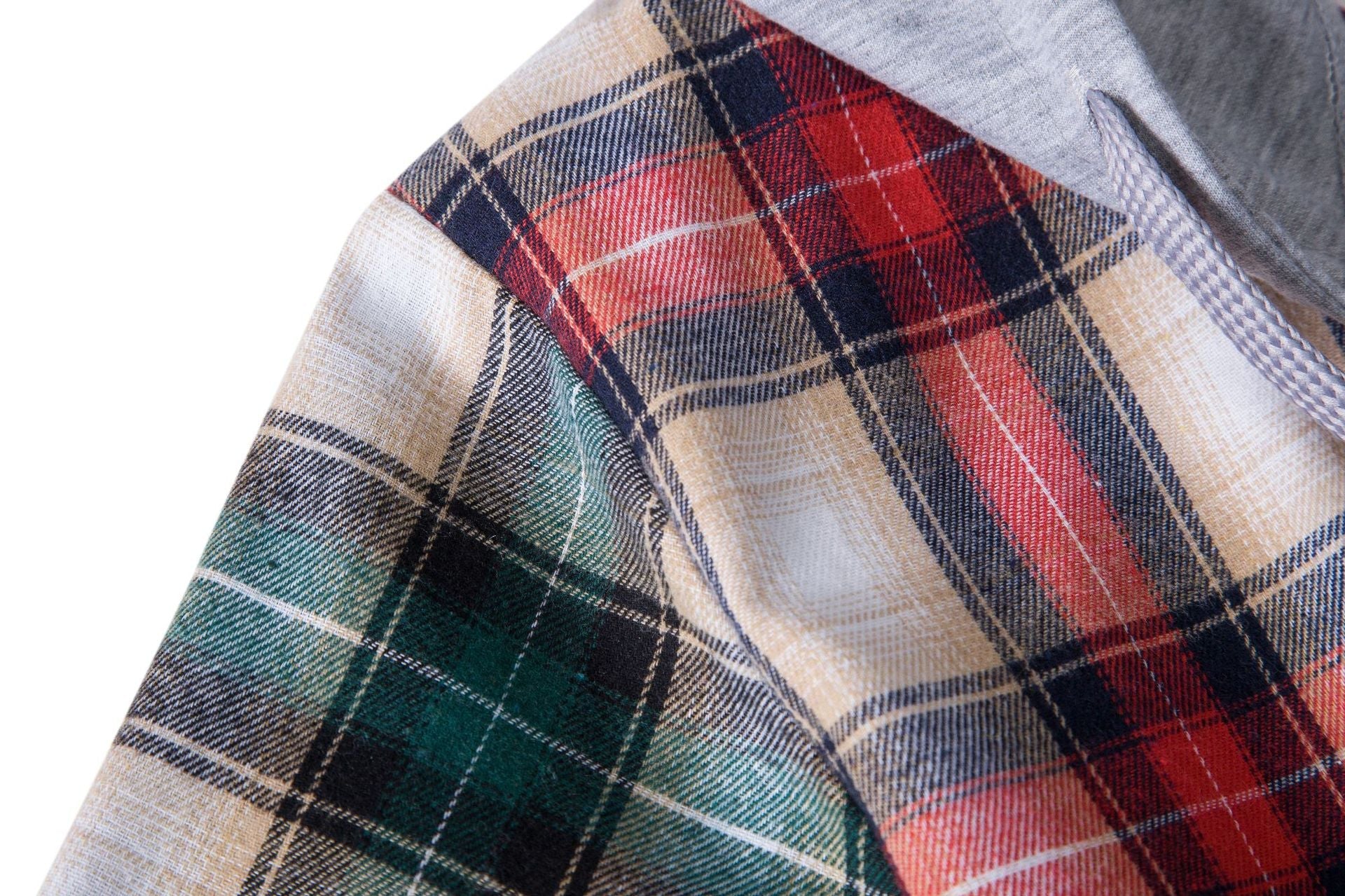 Damen Flanellhemdjacke mit Kapuze und Karomuster