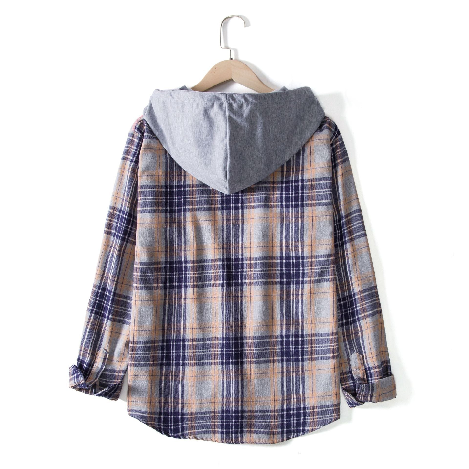 Damen Flanellhemd mit Kapuze und praktischem Design