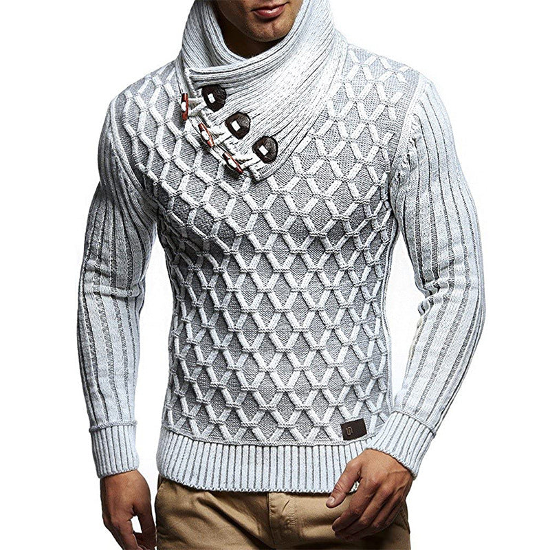 Herren Strickpullover mit hohem Kragen und innovativem Strukturdesign R&B