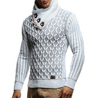 Herren Strickpullover mit hohem Kragen und innovativem Strukturdesign