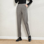 Damen elegante Stoffhose mit Karomuster