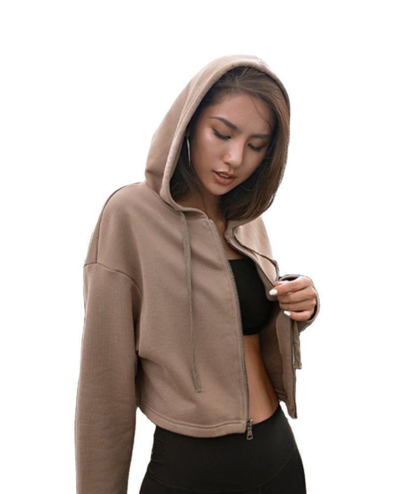 Damen cropped Kapuzenjacke mit sportlichem Schnitt R&B