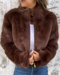 R&B | Hochkragen Reißverschluss Flauschige Jacke