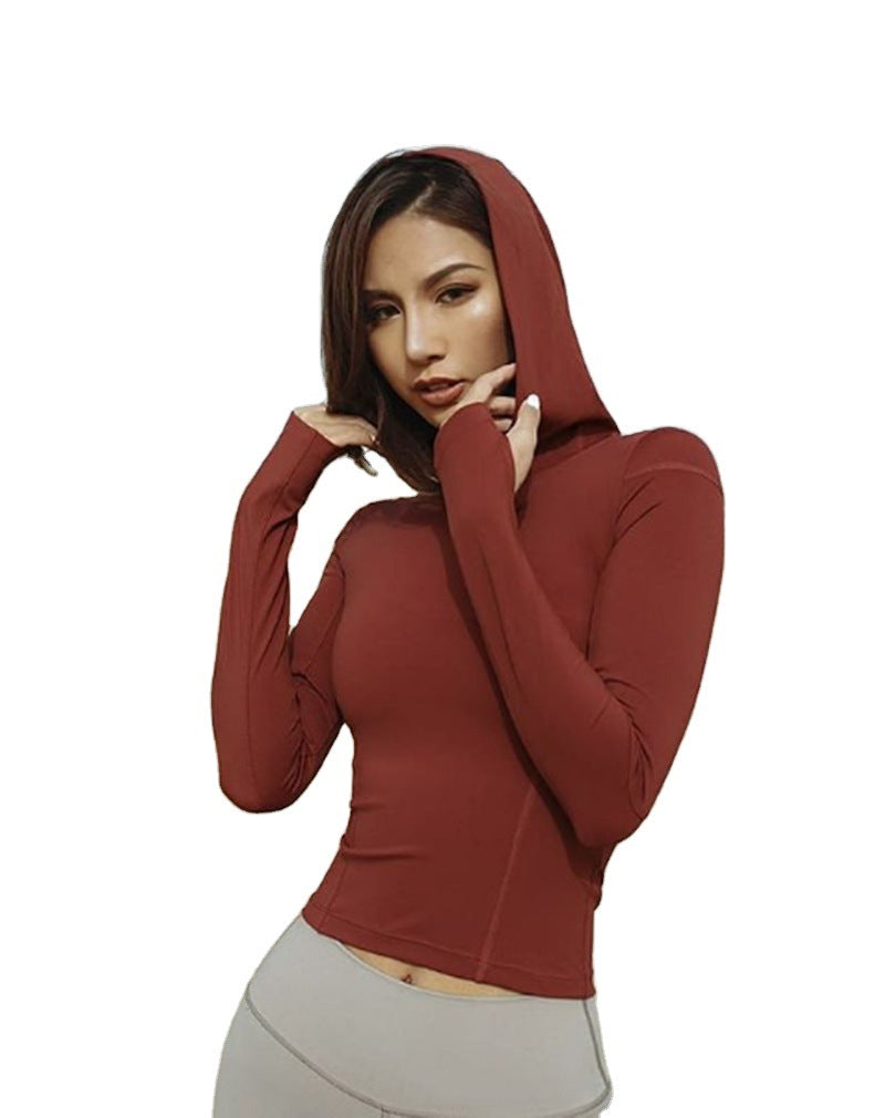 Damen Sportliches Langarmoberteil mit Kapuze aus atmungsaktivem Material R&B