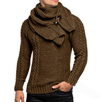 Herren Strickpullover mit elegantem Zopfmuster und modischem Schal R&B