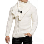 Herren Strickpullover mit elegantem Zopfmuster und modischem Schal R&B
