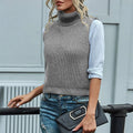 Damen Strickpullover mit hohem Stehkragen und strukturiertem Muster R&B