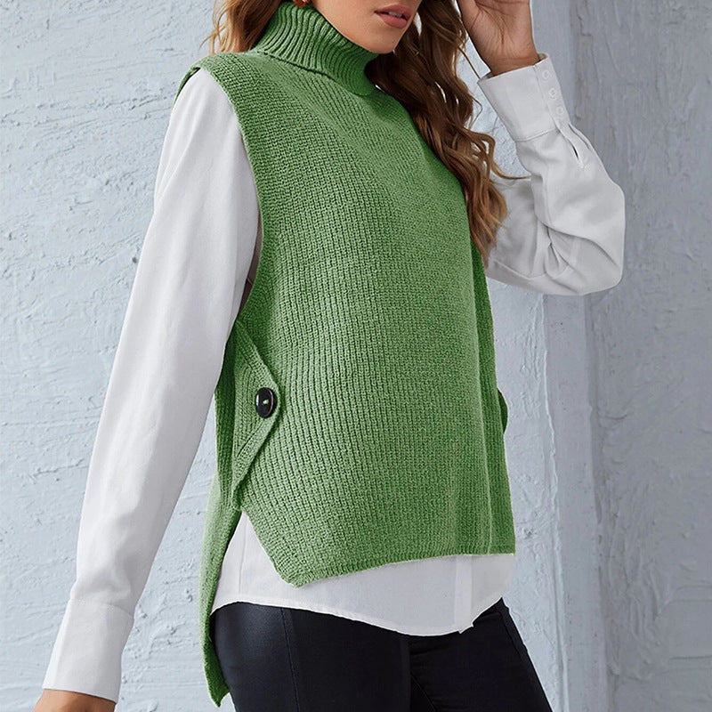 Damen Strickweste mit Stehkragen und Knopfdetails R&B