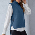 Damen ärmellose Strickjacke mit hohem Kragen und Knopfdetails R&B