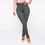 Damen Hoch geschnittene Skinny Jeans mit formenden Nähten R&B