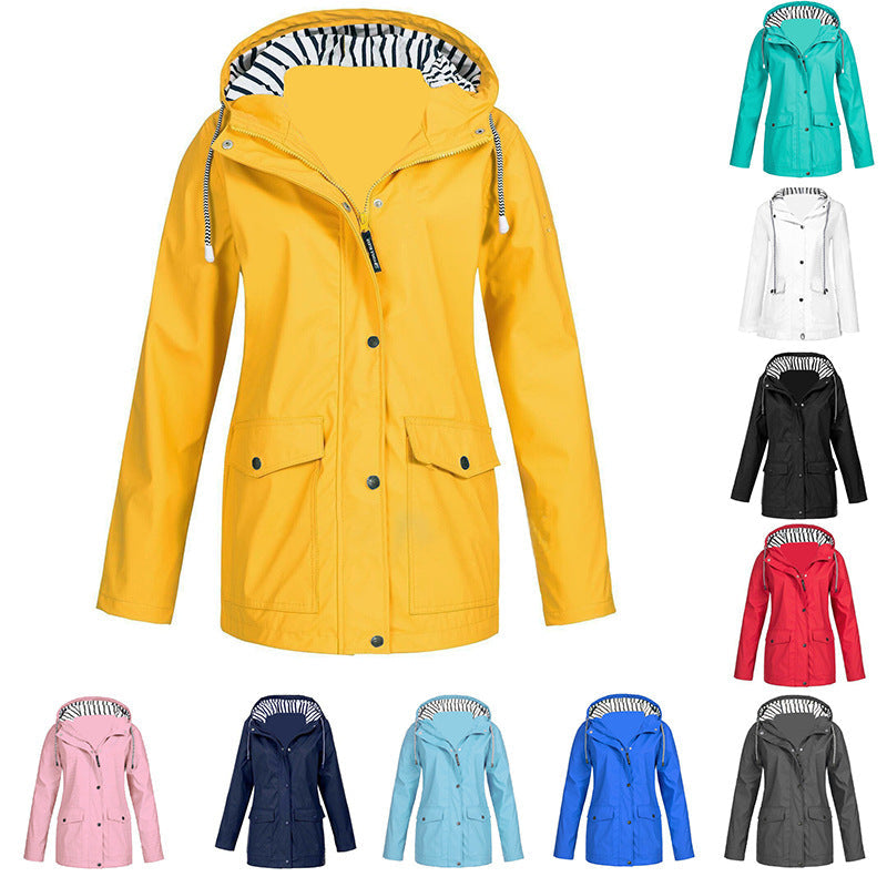 Damen nan wasserdichter Parka mit Kapuze, Kordelzug und aufgesetzten Taschen R&B
