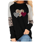 Damen Raglan-Shirt mit Herz-Design und Leo-Detail R&B