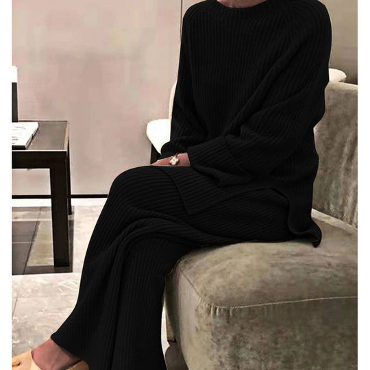 Damen gemütlicher Strickanzug im modernen Rippdesign R&B
