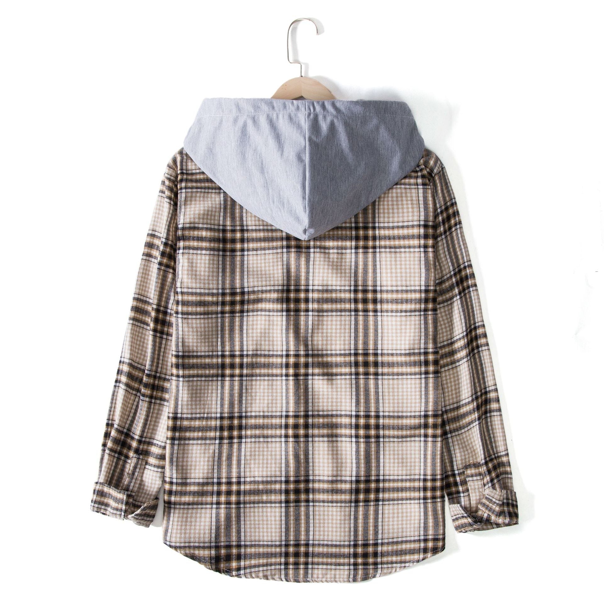 Herren Karohemdjacke mit integrierter Kapuze und bequemer Passform