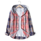 Damen Flanellhemd mit Kapuze und praktischem Design