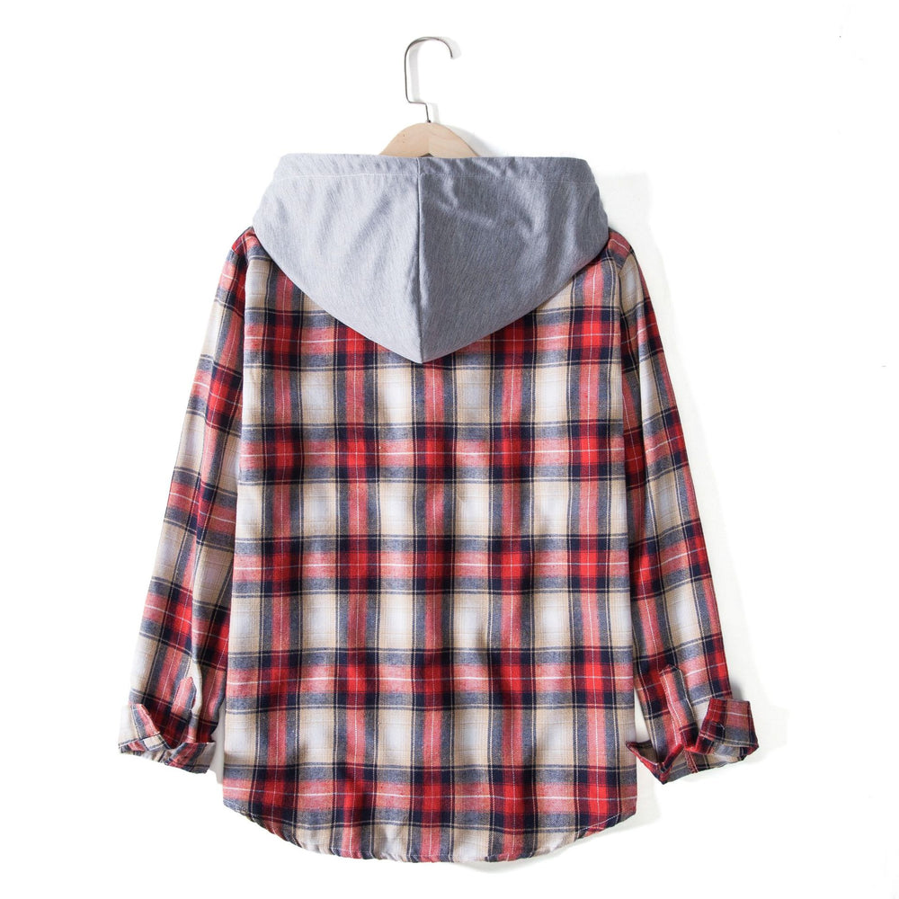 Damen Flanellhemdjacke mit Kapuze und Karomuster R&B
