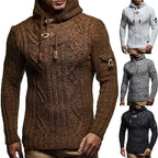 Herren Strickpullover mit Kapuze und hochwertiger Struktur