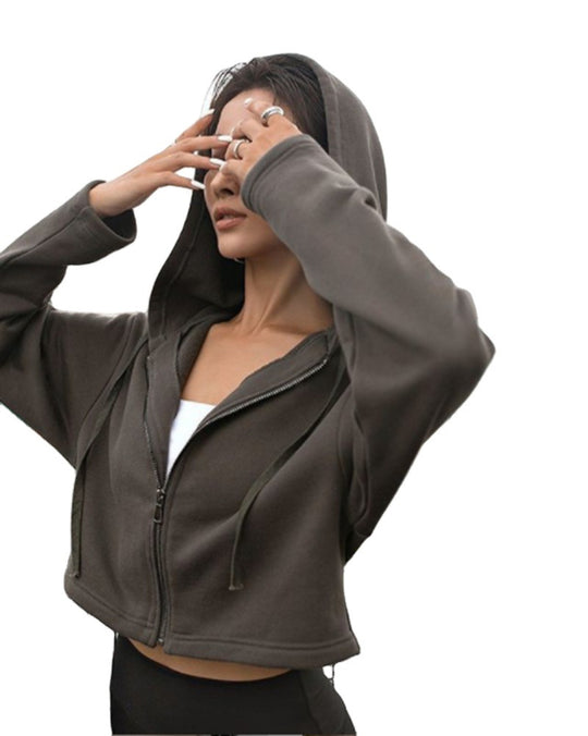 Damen cropped Kapuzenjacke mit sportlichem Schnitt R&B