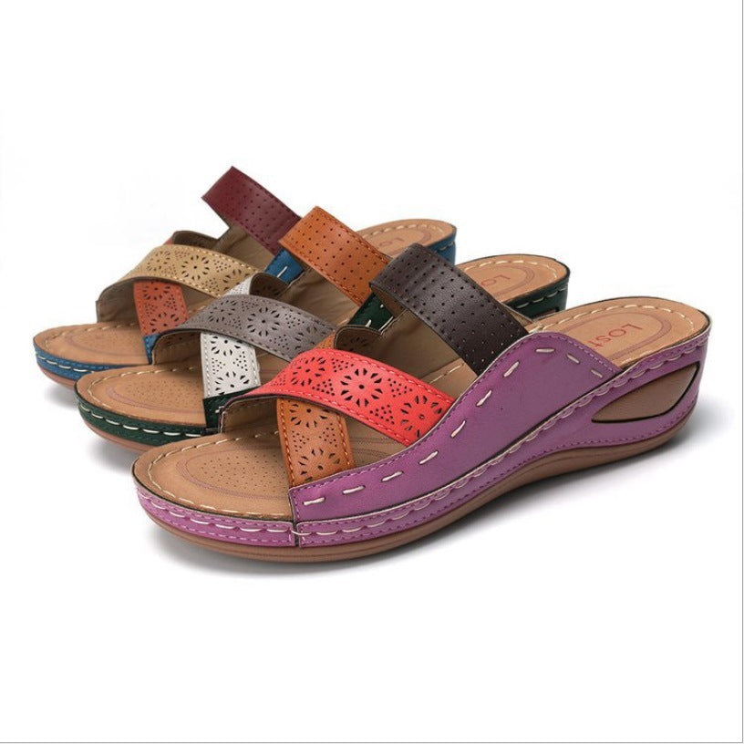 Damen Bequemliche Riemensandalen mit Blütenmuster
