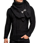 Herren Strickpullover mit elegantem Zopfmuster und modischem Schal R&B