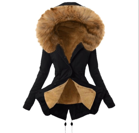 Damen modische Parka mit abnehmbarem Pelzkragen R&B