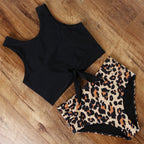 Damen Sportliches Bikini-Set mit modischem Crop-Top und hochtailliertem Slip R&B