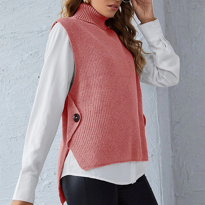 Damen Strickweste mit Stehkragen und Knopfdetails R&B