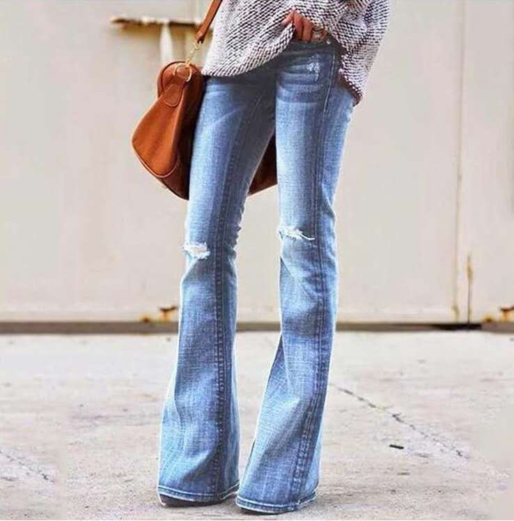 Damen Bootcut Jeans mit modischen Ziernähten und lässigem Used-Look Heidi-Mode