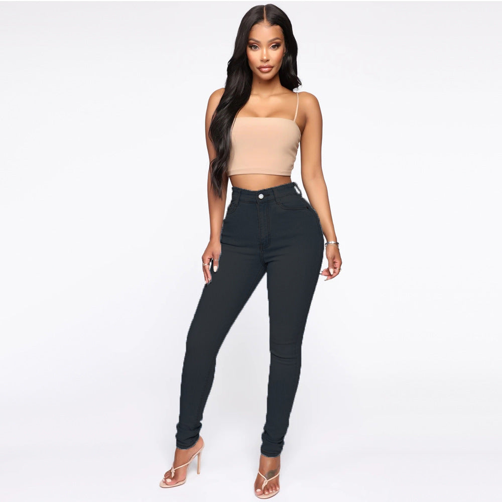 Damen Hoch geschnittene Skinny Jeans mit formenden Nähten R&B