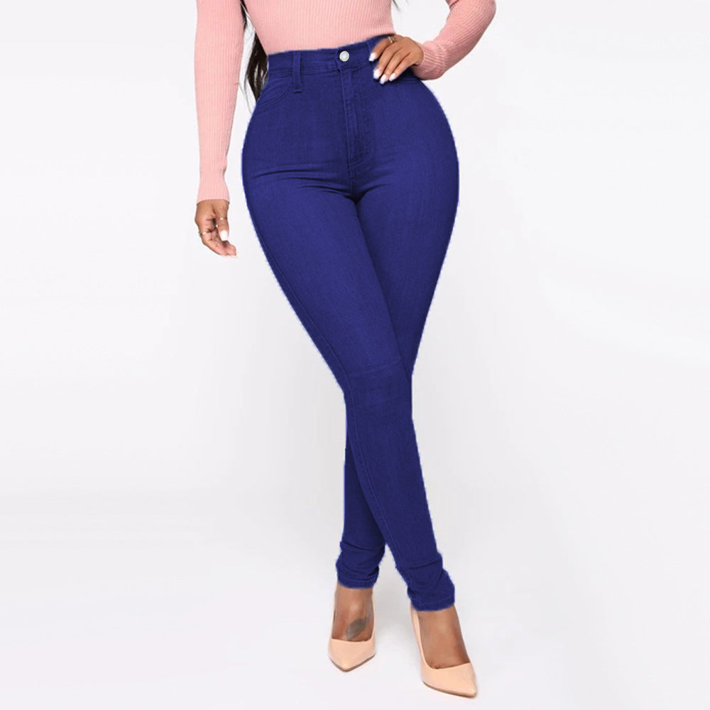 Damen Hoch geschnittene Skinny Jeans mit formenden Nähten R&B