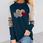Damen Raglan-Shirt mit Herz-Design und Leo-Detail R&B