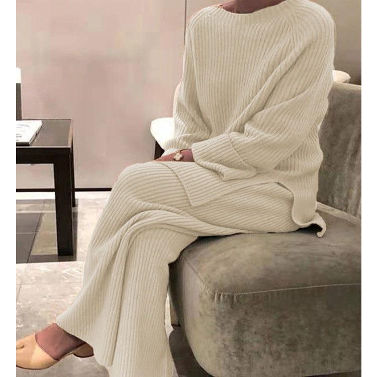 Damen gemütlicher Strickanzug im modernen Rippdesign R&B