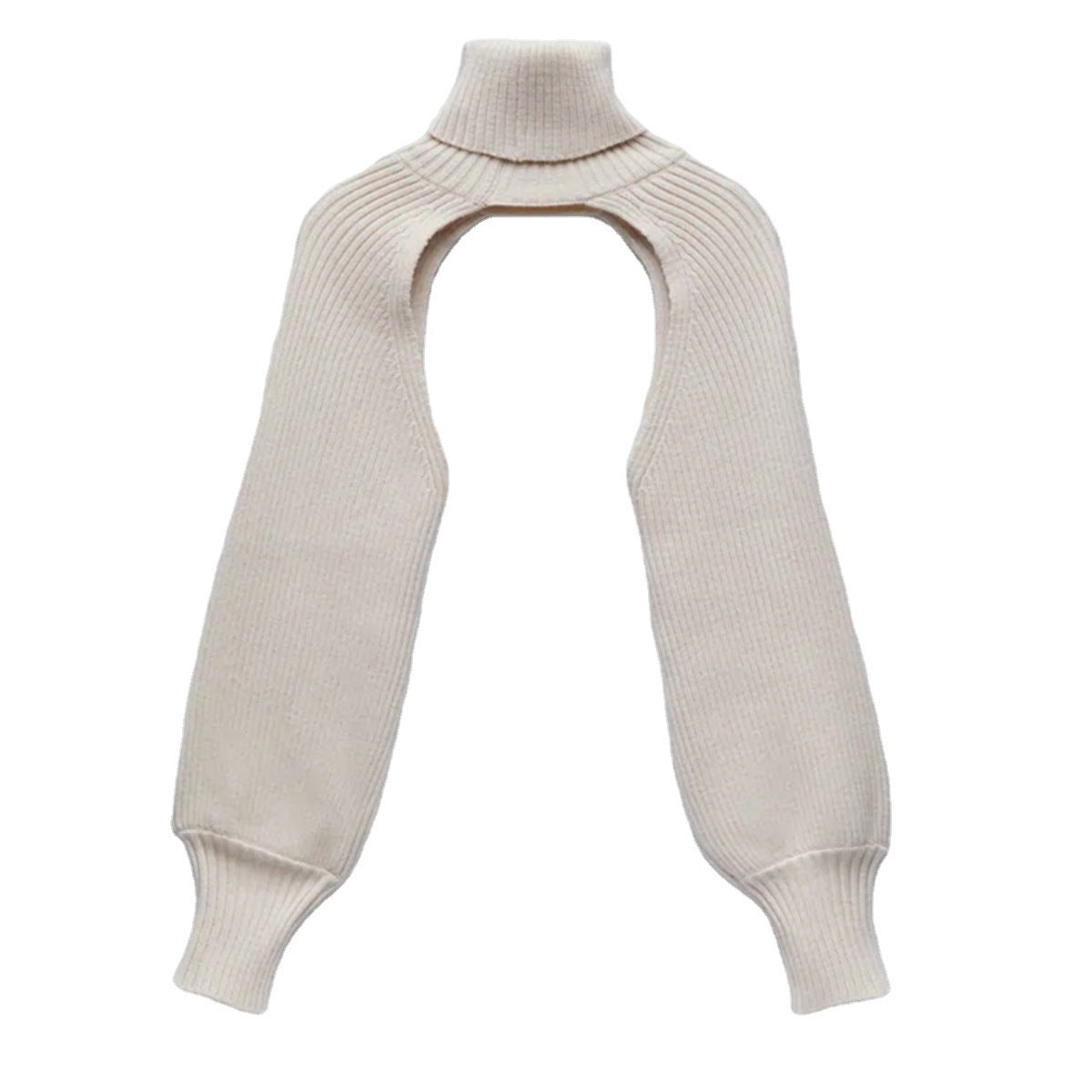 Damen Strickoberteil mit innovativem Schnitt und hohem Kragen R&B