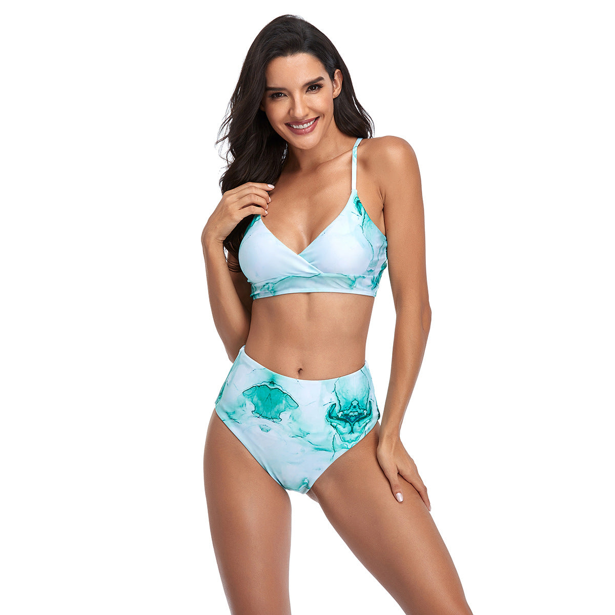 Damen Bikini-Set mit hohem Bund und modischem Wickeldesign