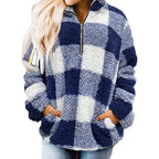Damen Fleece Pullover mit Karomuster R&B