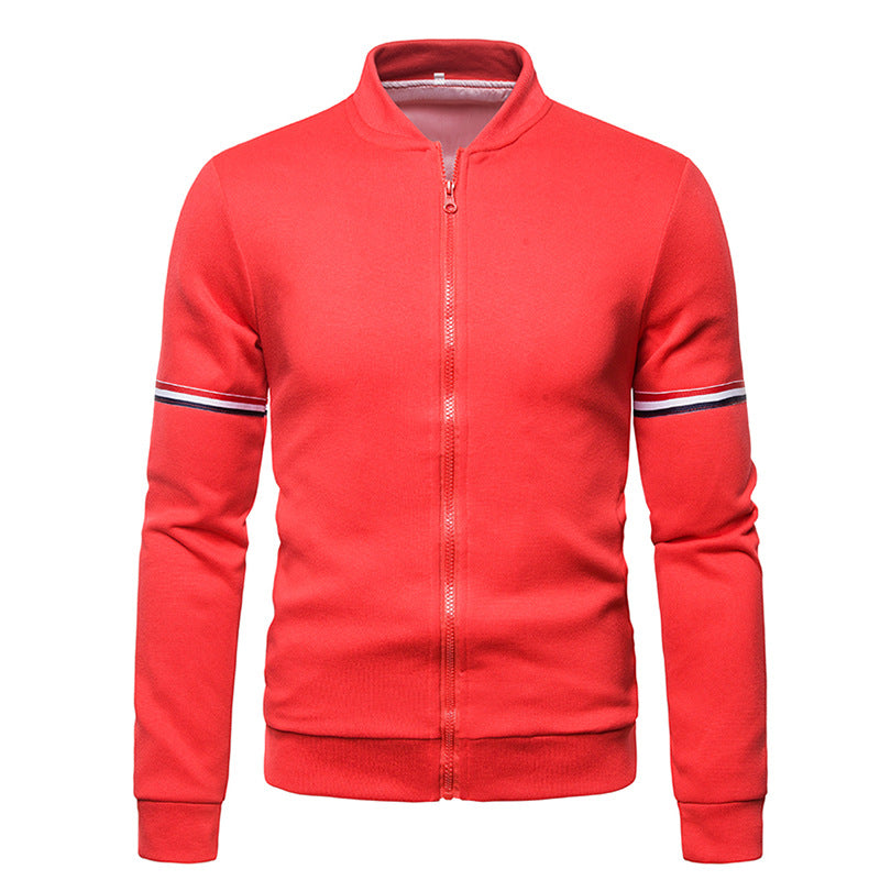 Herren sportliche Zip-Jacke mit strukturierter Oberfläche und Kontraststreifen R&B