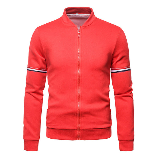 Herren sportliche Zip-Jacke mit strukturierter Oberfläche und Kontraststreifen R&B