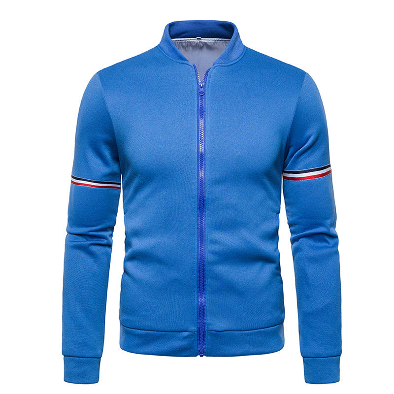 Herren sportliche Zip-Jacke mit strukturierter Oberfläche und Kontraststreifen R&B