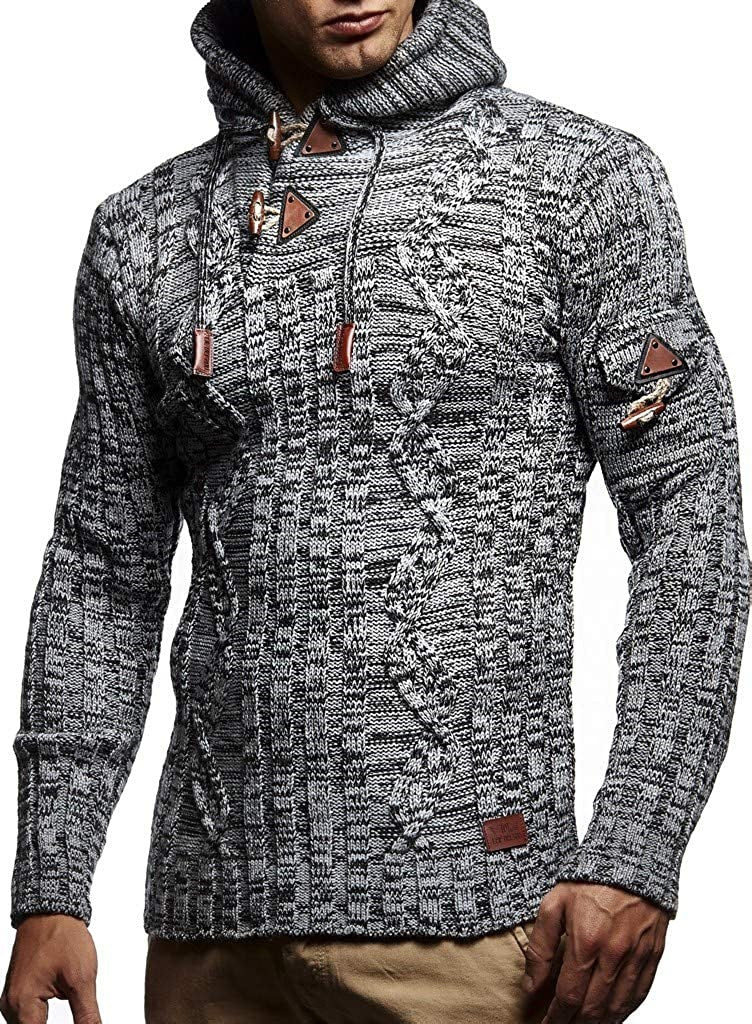 Herren Strickpullover mit Kapuze und hochwertiger Struktur R&B