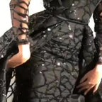 Damen Elegantes Abendkleid mit transparenten Ärmeln und glitzerndem Oberteil R&B