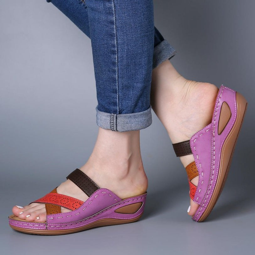 Damen Bequemliche Riemensandalen mit Blütenmuster