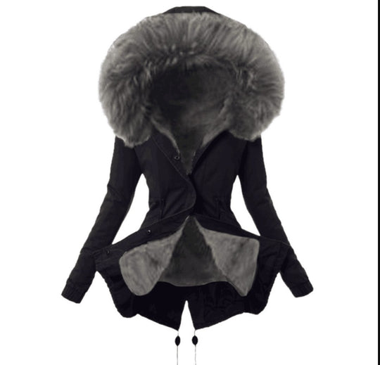 Damen modische Parka mit abnehmbarem Pelzkragen R&B