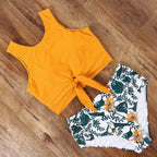 Damen Sportliches Bikini-Set mit modischem Crop-Top und hochtailliertem Slip R&B