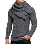 Herren Strickpullover mit elegantem Zopfmuster und modischem Schal R&B