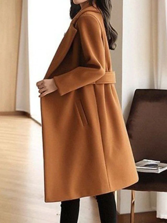 R&B | Winter Wollmantel Gürtel Slim